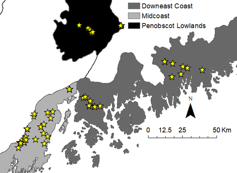 Map of study sites where wild bees were sampled