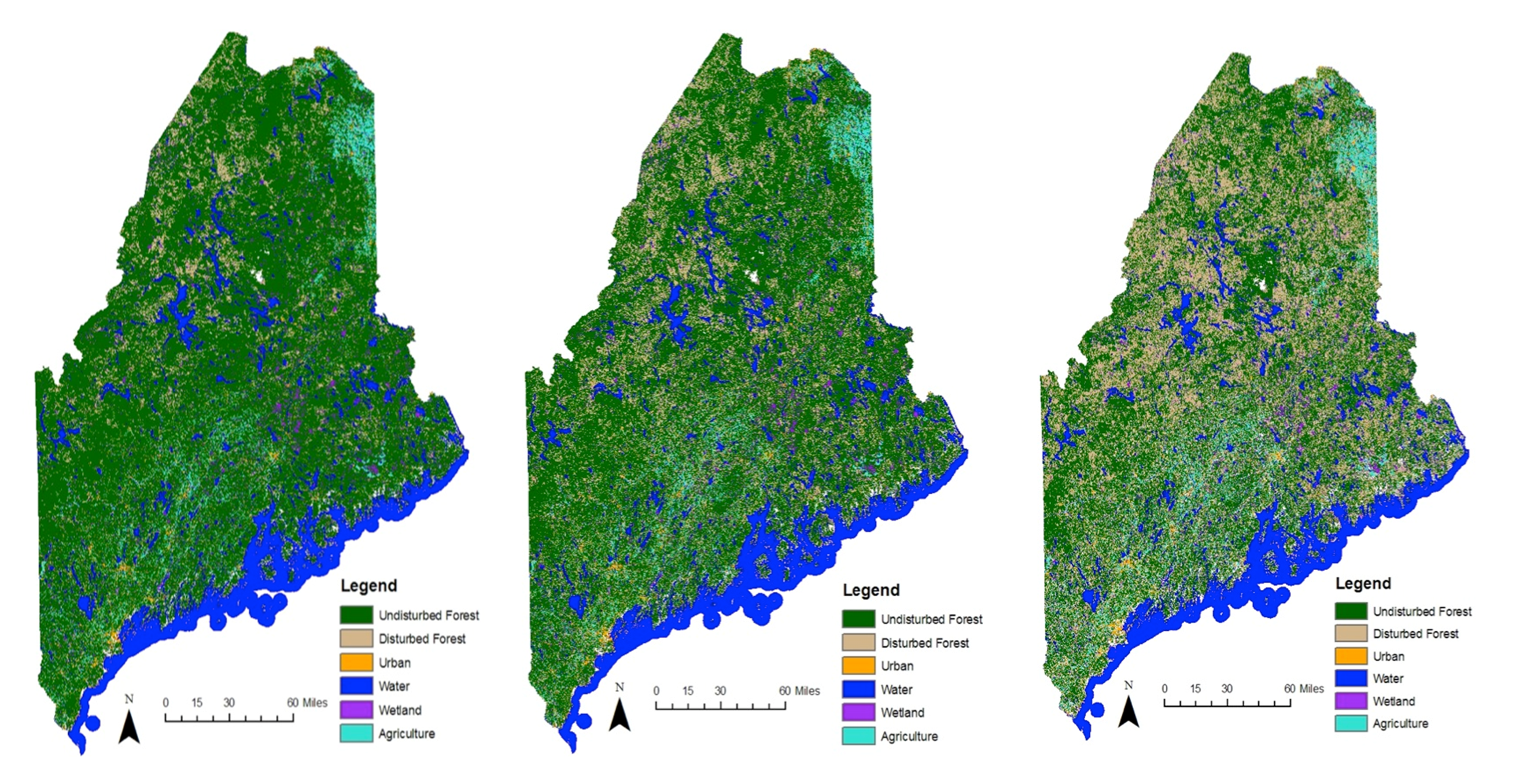 Forest harvest in Maine in 1991, 2000, and 2007