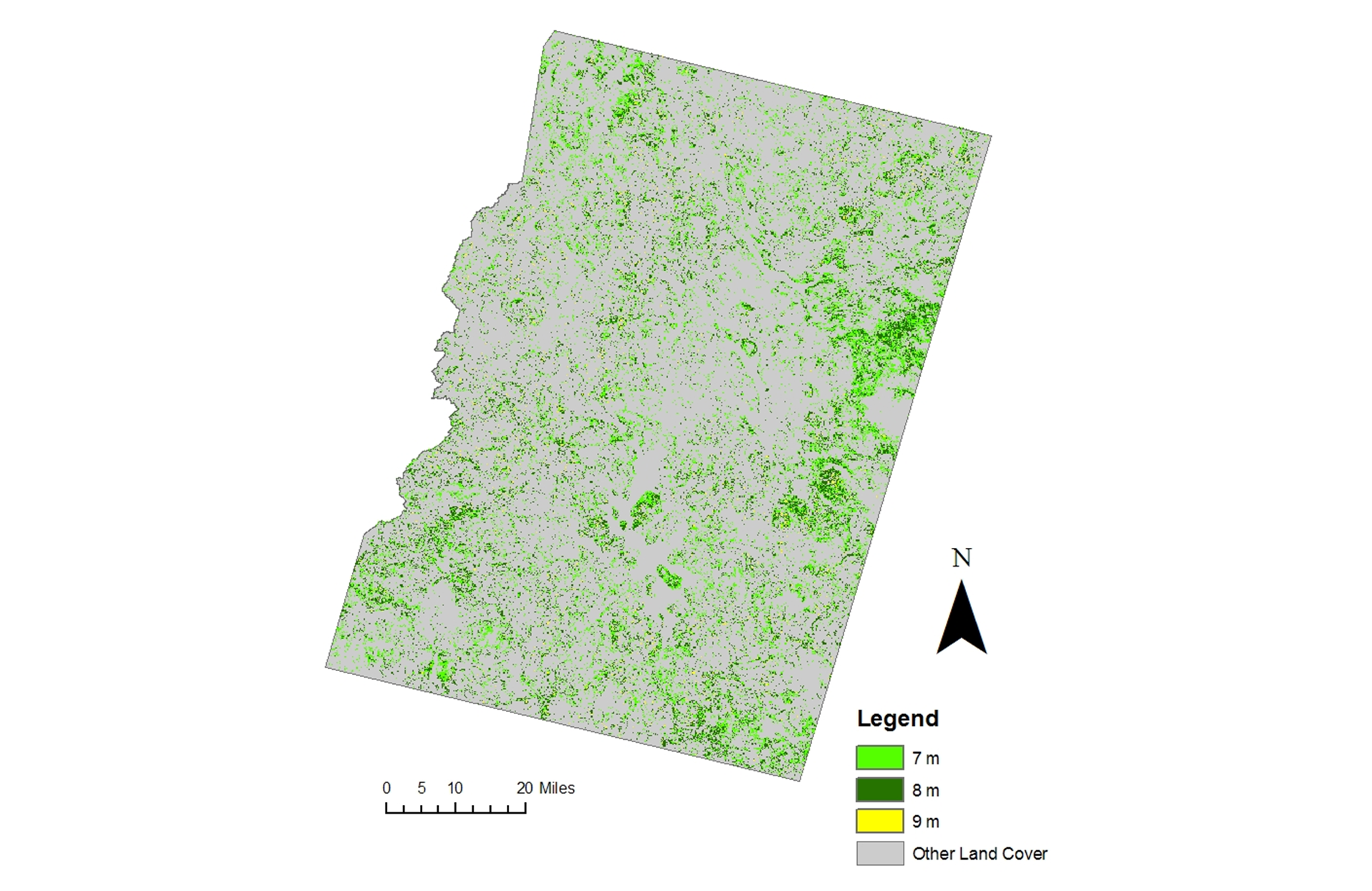 Map of mixedwood forest remaining after 35 years of harvest